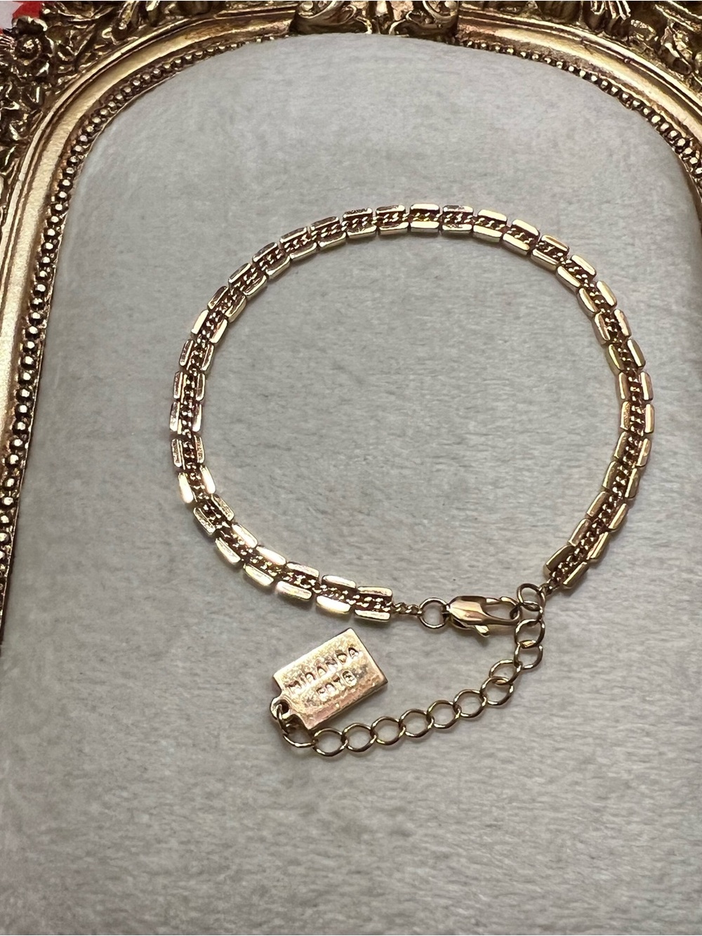 Delicate Gold Link Bracelet with Signature Tag by Miranda Frye